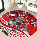 Personalised Dolphins Round Carpet Polynesian Tribal Art Style With Muscular Dolphin Mascot