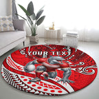 Personalised Dolphins Round Carpet Polynesian Tribal Art Style With Muscular Dolphin Mascot