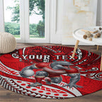 Personalised Dolphins Round Carpet Polynesian Tribal Art Style With Muscular Dolphin Mascot