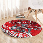 Personalised Dolphins Round Carpet Polynesian Tribal Art Style With Muscular Dolphin Mascot