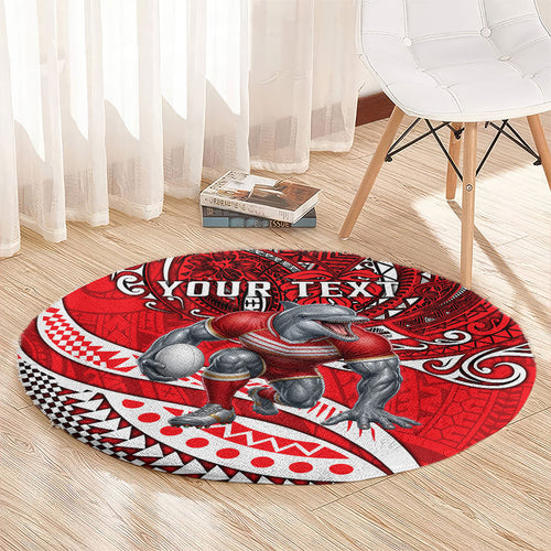 Personalised Dolphins Round Carpet Polynesian Tribal Art Style With Muscular Dolphin Mascot