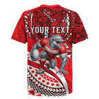 Personalised Dolphins Rugby Jersey Polynesian Tribal Art Style With Muscular Dolphin Mascot