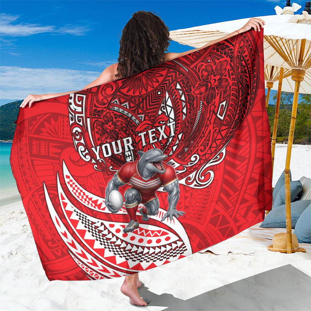 Personalised Dolphins Sarong Polynesian Tribal Art Style With Muscular Dolphin Mascot