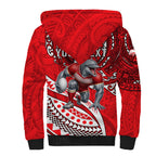 Personalised Dolphins Sherpa Hoodie Polynesian Tribal Art Style With Muscular Dolphin Mascot