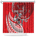 Personalised Dolphins Shower Curtain Polynesian Tribal Art Style With Muscular Dolphin Mascot