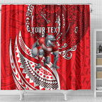 Personalised Dolphins Shower Curtain Polynesian Tribal Art Style With Muscular Dolphin Mascot