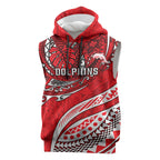 Personalised Dolphins Sleeveless Hoodie Polynesian Tribal Art Style With Muscular Dolphin Mascot