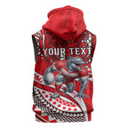 Personalised Dolphins Sleeveless Zip Hoodie Polynesian Tribal Art Style With Muscular Dolphin Mascot