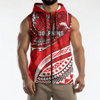 Personalised Dolphins Sleeveless Zip Hoodie Polynesian Tribal Art Style With Muscular Dolphin Mascot