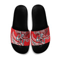 Personalised Dolphins Slide Sandals Polynesian Tribal Art Style With Muscular Dolphin Mascot