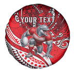 Personalised Dolphins Spare Tire Cover Polynesian Tribal Art Style With Muscular Dolphin Mascot