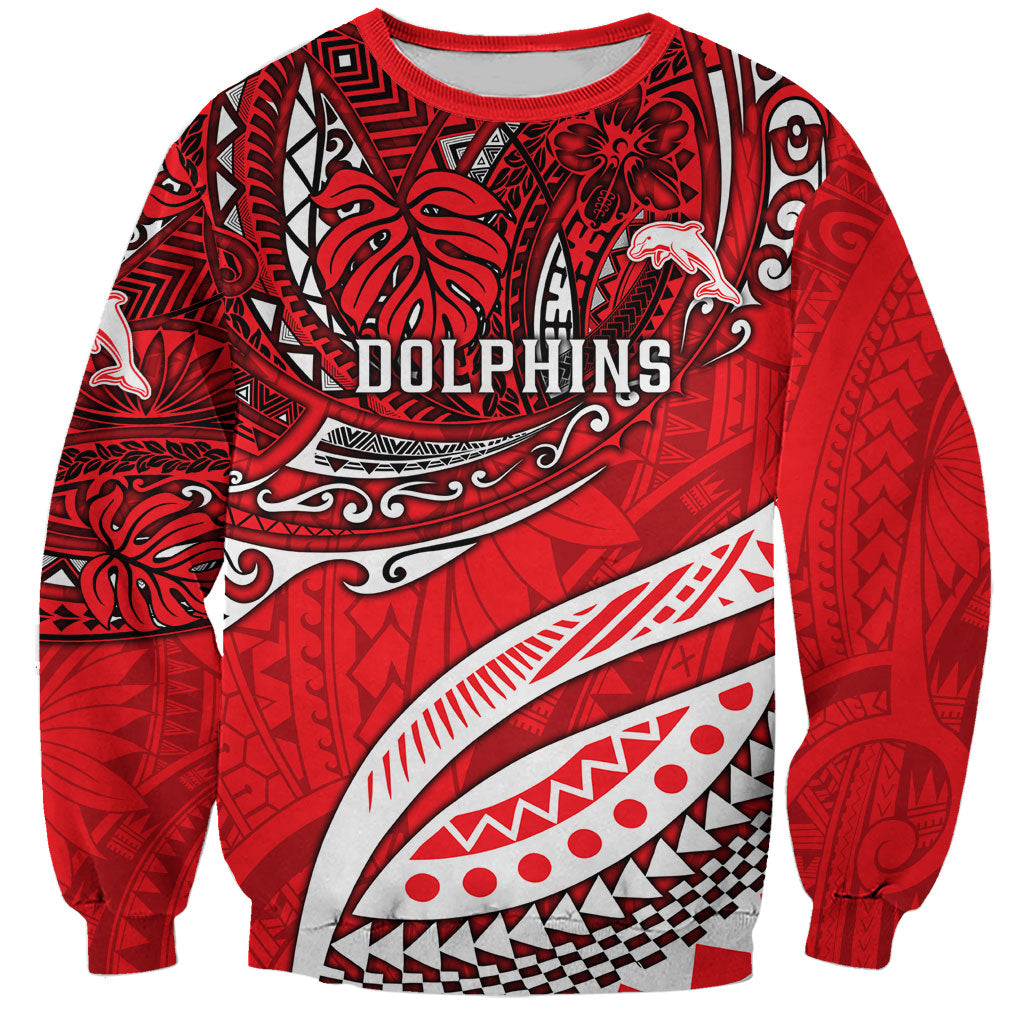 Personalised Dolphins Sweatshirt Polynesian Tribal Art Style With Muscular Dolphin Mascot