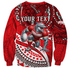Personalised Dolphins Sweatshirt Polynesian Tribal Art Style With Muscular Dolphin Mascot