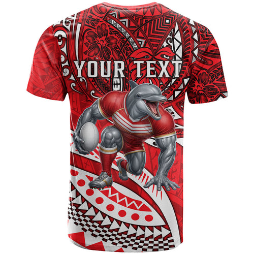Personalised Dolphins T Shirt Polynesian Tribal Art Style With Muscular Dolphin Mascot
