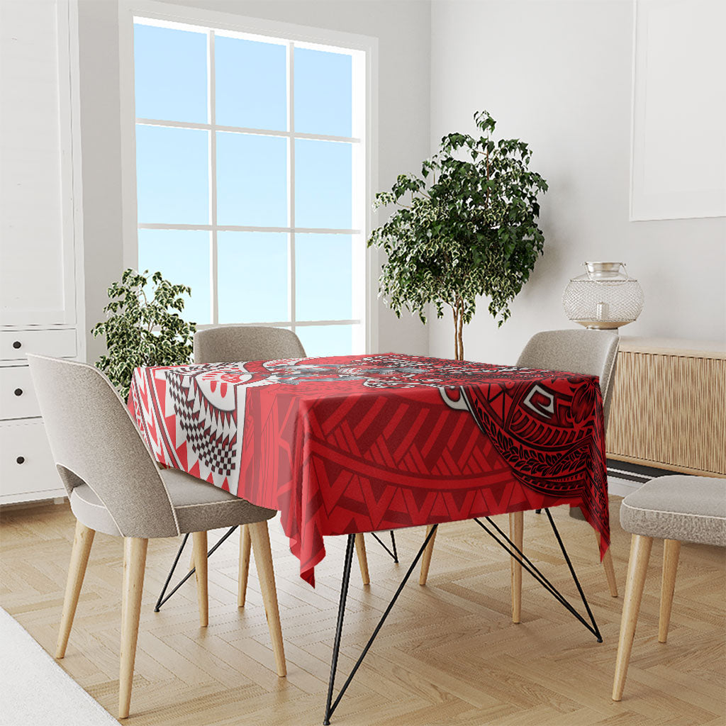 Personalised Dolphins Tablecloth Polynesian Tribal Art Style With Muscular Dolphin Mascot