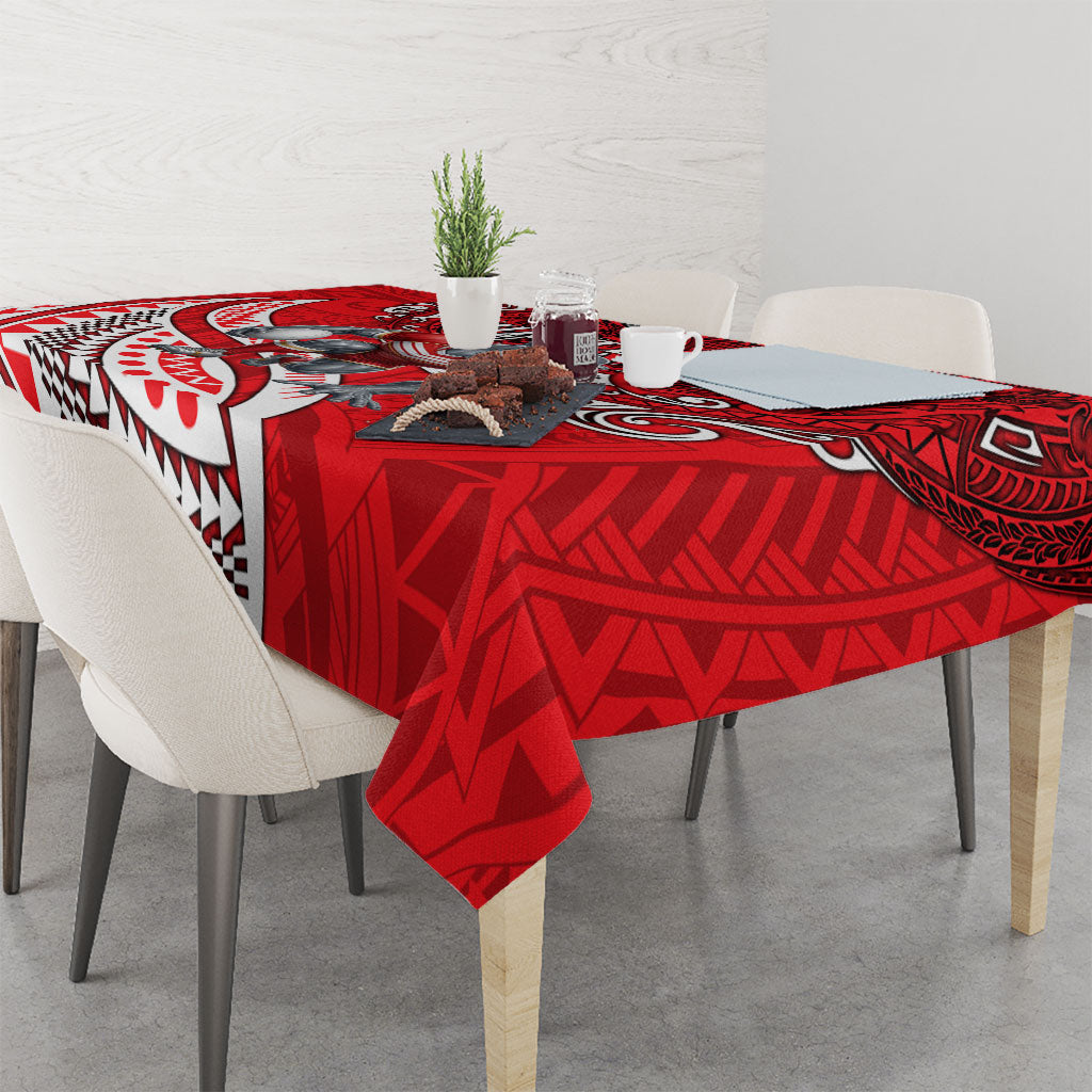Personalised Dolphins Tablecloth Polynesian Tribal Art Style With Muscular Dolphin Mascot