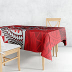 Personalised Dolphins Tablecloth Polynesian Tribal Art Style With Muscular Dolphin Mascot