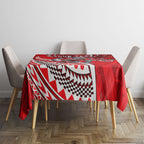 Personalised Dolphins Tablecloth Polynesian Tribal Art Style With Muscular Dolphin Mascot