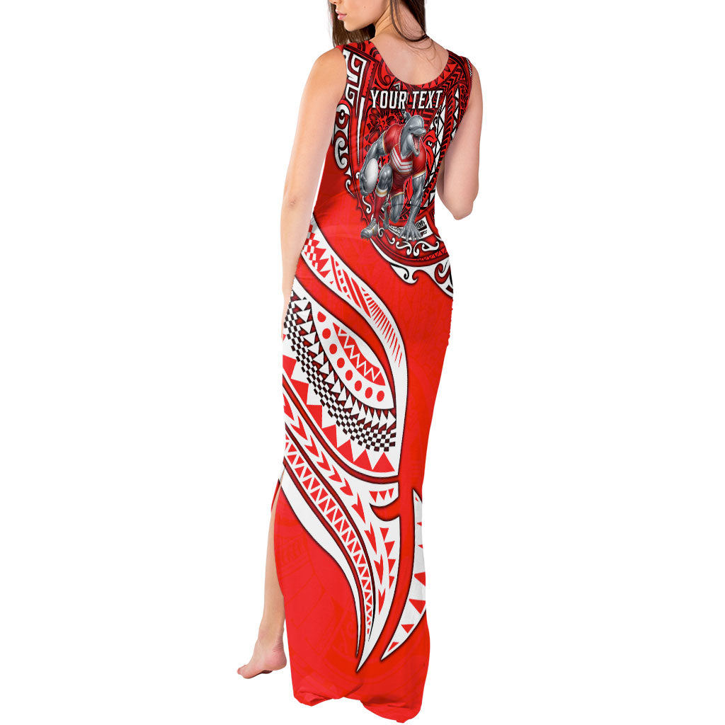 Personalised Dolphins Tank Maxi Dress Polynesian Tribal Art Style With Muscular Dolphin Mascot