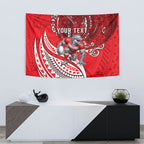 Personalised Dolphins Tapestry Polynesian Tribal Art Style With Muscular Dolphin Mascot