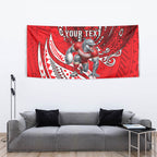 Personalised Dolphins Tapestry Polynesian Tribal Art Style With Muscular Dolphin Mascot