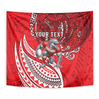 Personalised Dolphins Tapestry Polynesian Tribal Art Style With Muscular Dolphin Mascot