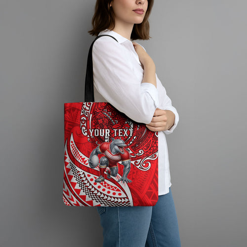 Personalised Dolphins Tote Bag Polynesian Tribal Art Style With Muscular Dolphin Mascot