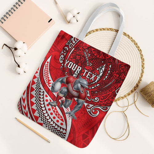 Personalised Dolphins Tote Bag Polynesian Tribal Art Style With Muscular Dolphin Mascot