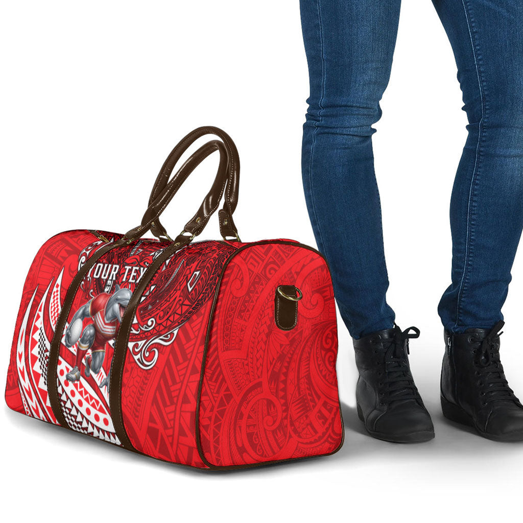 Personalised Dolphins Travel Bag Polynesian Tribal Art Style With Muscular Dolphin Mascot