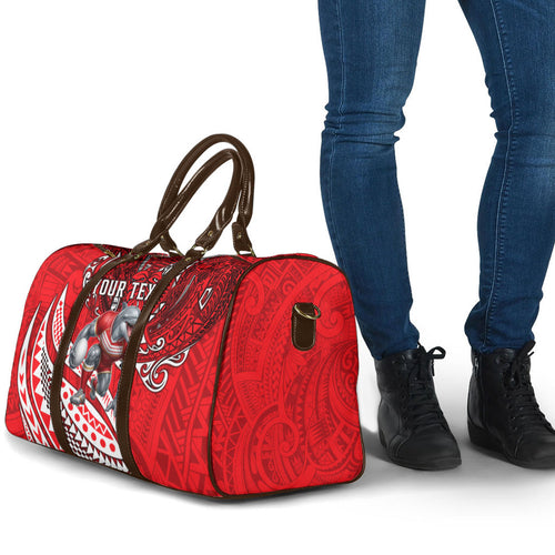 Personalised Dolphins Travel Bag Polynesian Tribal Art Style With Muscular Dolphin Mascot