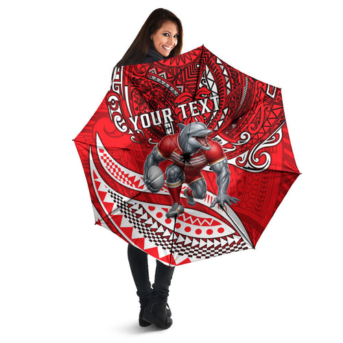 Personalised Dolphins Umbrella Polynesian Tribal Art Style With Muscular Dolphin Mascot