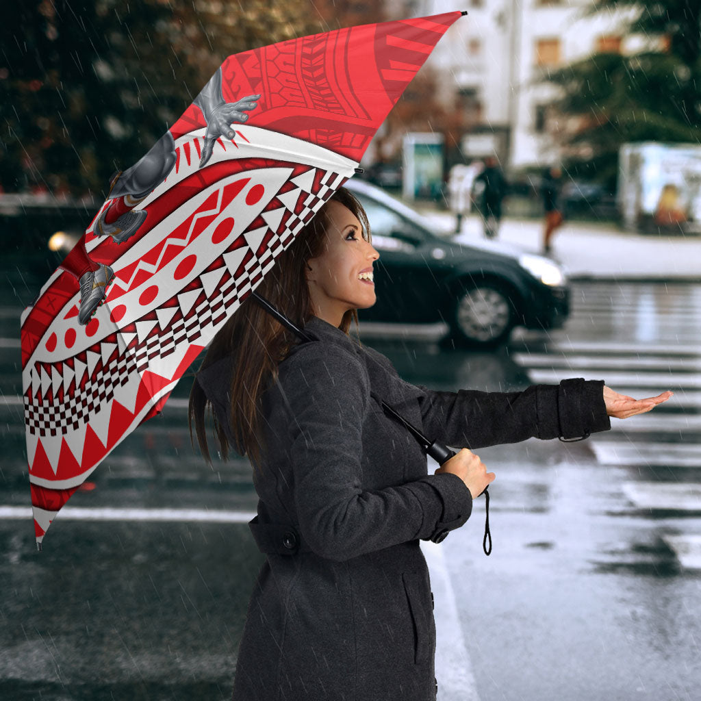 Personalised Dolphins Umbrella Polynesian Tribal Art Style With Muscular Dolphin Mascot