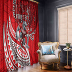 Personalised Dolphins Window Curtain Polynesian Tribal Art Style With Muscular Dolphin Mascot