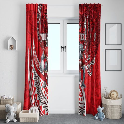 Personalised Dolphins Window Curtain Polynesian Tribal Art Style With Muscular Dolphin Mascot