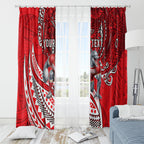 Personalised Dolphins Window Curtain Polynesian Tribal Art Style With Muscular Dolphin Mascot