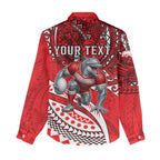 Personalised Dolphins Women Casual Shirt Polynesian Tribal Art Style With Muscular Dolphin Mascot