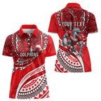 Personalised Dolphins Women Polo Shirt Polynesian Tribal Art Style With Muscular Dolphin Mascot