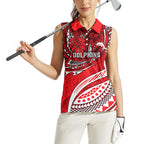 Personalised Dolphins Women Sleeveless Polo Shirt Polynesian Tribal Art Style With Muscular Dolphin Mascot