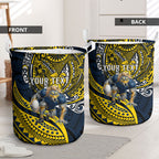 Personalised North Queensland Cowboys Laundry Basket Polynesian Tribal Art Style With Powerful Blue Heeler Mascot