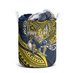 Personalised North Queensland Cowboys Laundry Basket Polynesian Tribal Art Style With Powerful Blue Heeler Mascot
