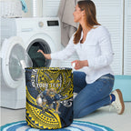 Personalised North Queensland Cowboys Laundry Basket Polynesian Tribal Art Style With Powerful Blue Heeler Mascot