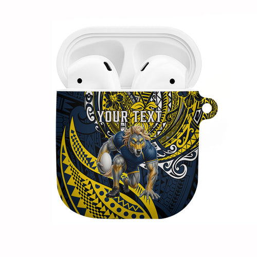 Personalised North Queensland Cowboys AirPods Case Polynesian Tribal Art Style With Powerful Blue Heeler Mascot