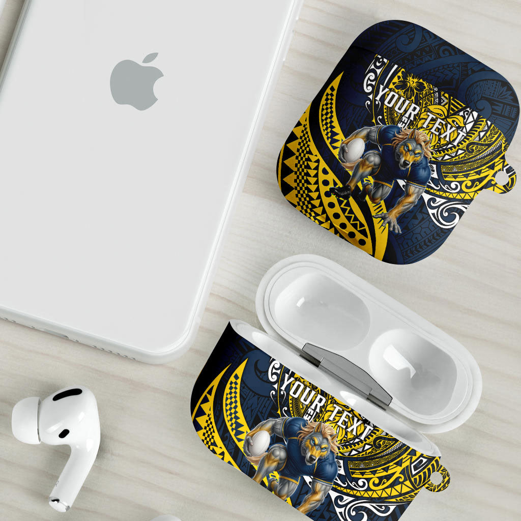 Personalised North Queensland Cowboys AirPods Case Polynesian Tribal Art Style With Powerful Blue Heeler Mascot