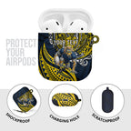 Personalised North Queensland Cowboys AirPods Case Polynesian Tribal Art Style With Powerful Blue Heeler Mascot