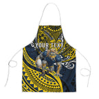Personalised North Queensland Cowboys Apron Polynesian Tribal Art Style With Powerful Blue Heeler Mascot