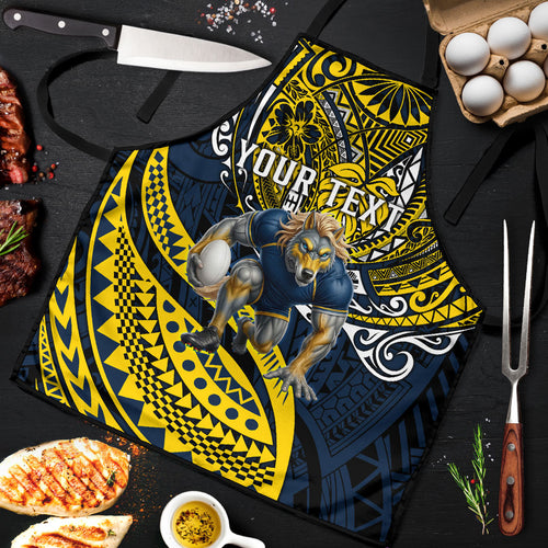 Personalised North Queensland Cowboys Apron Polynesian Tribal Art Style With Powerful Blue Heeler Mascot