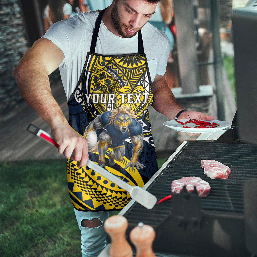 Personalised North Queensland Cowboys Apron Polynesian Tribal Art Style With Powerful Blue Heeler Mascot
