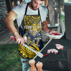 Personalised North Queensland Cowboys Apron Polynesian Tribal Art Style With Powerful Blue Heeler Mascot