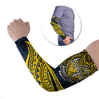Personalised North Queensland Cowboys Arm Sleeves Polynesian Tribal Art Style With Powerful Blue Heeler Mascot