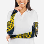 Personalised North Queensland Cowboys Arm Sleeves Polynesian Tribal Art Style With Powerful Blue Heeler Mascot